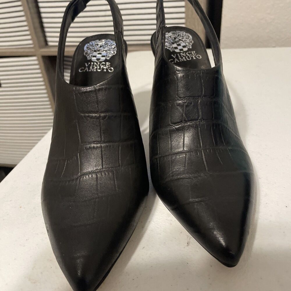 Vince Camuto Sz 7.5M Pointed Toe Slingback Black Heels VNC